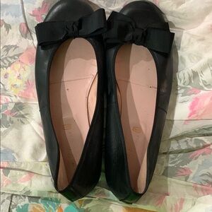 Pretty Ballerina Black Bow Flats-size 10